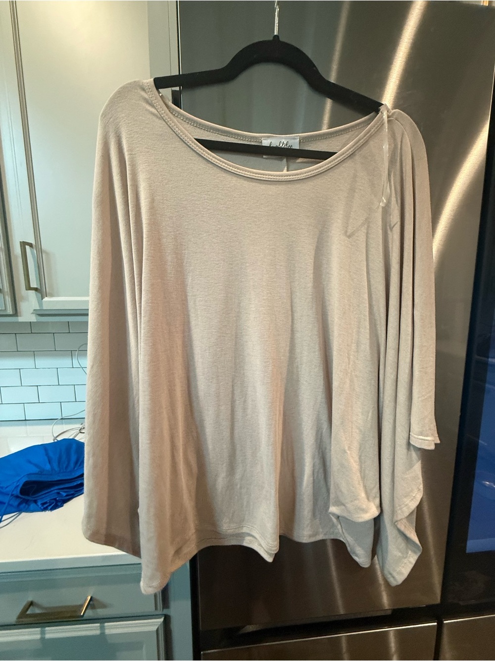 Aritzia Light Taupe Scoop Neck Draped Tunic